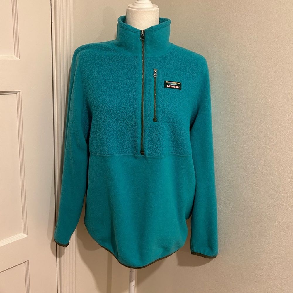 L.L. Bean Teal Half-Zip Fleece Pullover